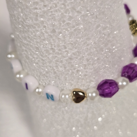 Buzzin Kids Beaded Bracelet - Purple and Gold - Picture 5 of 7